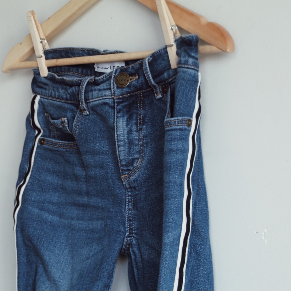 loft jeans with striped hems